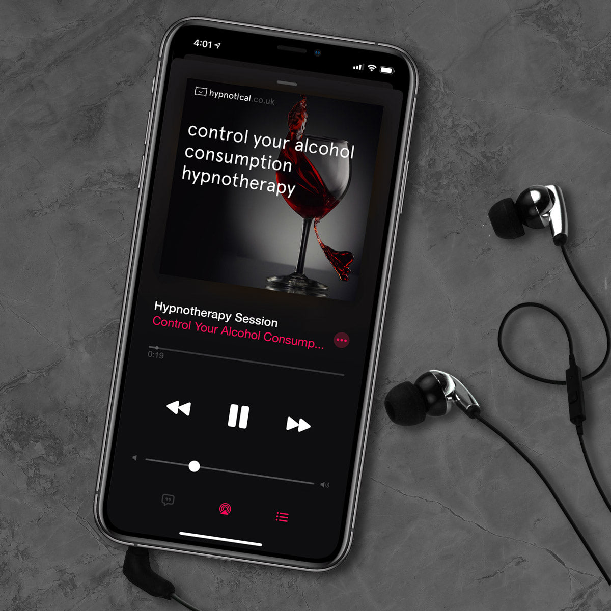 Listen to a Control Your Alcohol Consumption self-hypnosis session on your phone, tablet or computer.